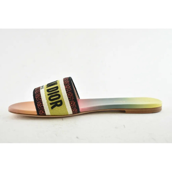 Christian Dior Dway Rainbow Multicolor Embroidered Logo Slide Flat Sandal 40 - Picture 9 of 12